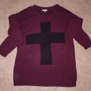 Burgundy Cross Sweater